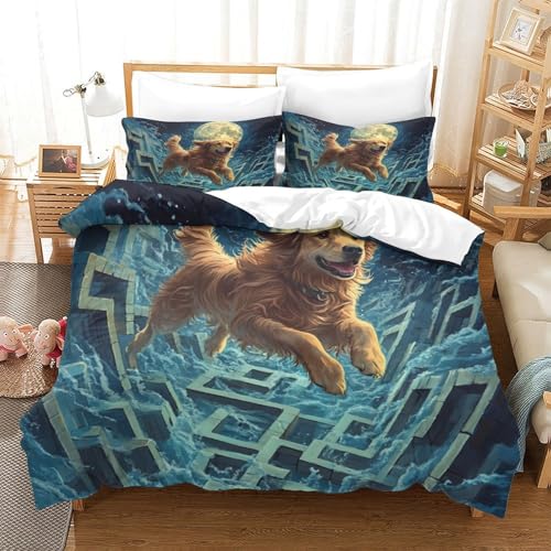 Irischer Setter Bettbezug Set Tiere Motiv Steppbezug Mit 2 Kopfkissenbezug Und Reißverschluss Atmungsaktive Weiche Bequemer 3 Teilig Für Erwachsene Und Jugendliche Super King（260x220cm） von EllieAu
