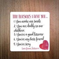 Die Gründe, Dass Ich Dich Liebe Untersetzer - Valentinstagsgeschenk Geburtstagsgeschenk Hergestellt in Großbritannien Einzigartig Von Elliebeanprints von EllieBeanPrints