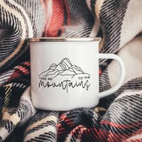 Take Me To The Mountains Emaille Camper Tasse - Rucksack Becher Adventure Mug von EllieBeanPrints