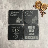 Gin Untersetzer Set | 4Off | Gravierte Geschenk Bar Lustiger Schiefer von EllieandHart