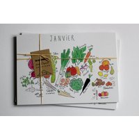 Der Große Illustrierte Kalender Mit Saisonalem Obst Und Gemüse - Format A5 Set 12 Karten Ewiger von EllimacPinson
