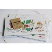 Der Illustrierte Kalender Mit Saisonalem Obst Und Gemüse - Set 12 Handgezeichneten Postkarten Ewiger von EllimacPinson