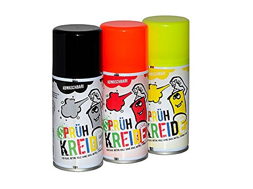 Elliot Sprühkreide SKSRG Kreidespay - abwaschbar! 3x 150 ml Sprühdose schwarz rot gelb von Elliot