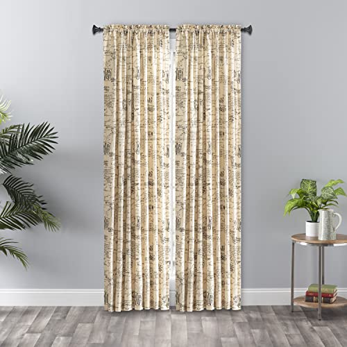 Ellis Curtain Script Crushed Taffeta 48"x63" Tailored Panel, Black, 48" x 63" von Ellis Curtain