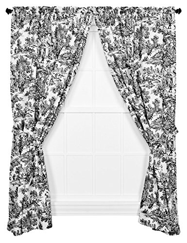 Ellis Curtain Victoria Park Toile 162 x 160 cm zugeschnittenes Paneel mit Raffhaltern, Schwarz von Ellis Curtain