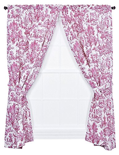 Ellis Curtain Victoria Park Toile Vorhänge, 162 x 160 cm, mit Raffhaltern, Rot von Ellis Curtain