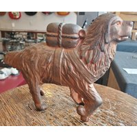 Vintage Bronze Gusseisen Bernhardiner Hund Mit Paket Münze Bank Ac Williams? von EllisAntiques