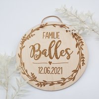 Familienschild Geschenk Türschild Personalisiert Baby Holz Familie Schild Namensschild Kinderzimmer Hochzeitsgeschenk Babyzimmer von EllizShop