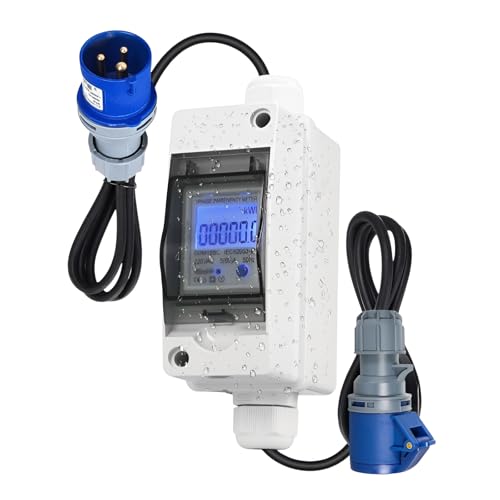 [Ellniges]Stromzähler Tragbarer Steckdose Stromzähler [IP67] mit Kabel und [Energiekostenkontrolle] für Zwischenzähler Strom Balkonkraftwerk Wohnmobil Camping von Ellniges