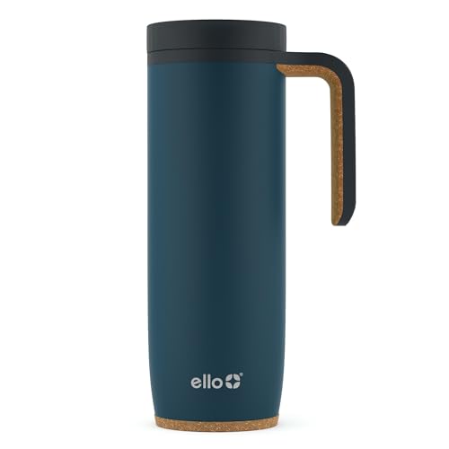 Ello Magnet Vakuumisolierter Edelstahl-Reisebecher mit Seitengriff und auslaufsicherem Schieberdeckel und integriertem Untersetzer, hält 5 Stunden heiß, perfekt für Kaffee oder Tee, BPA-frei, 530 ml von Ello