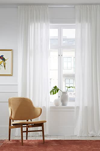 ELLOS Home Beata Multifunktionsgardine Set, Leinen- und Baumwollmischung, Oeko-TEX® Standard 100 Zertifiziert, bessere Baumwolle und europäisches Flachs Leinen (2er Set) - Weiß, 300 cm von ELLOS