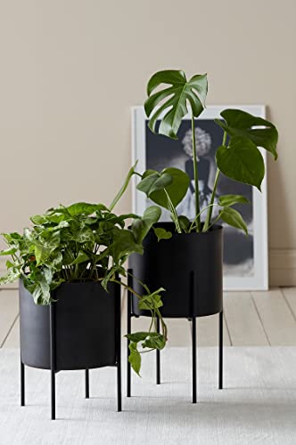 ELLOS Home Milton Übertopf, vielseitiger Blumentopf aus Eisen mit wendbarem Gestell für den Innen- und Außenbereich, 22 cm hoch - Schwarz, Ø 25 cm von ELLOS