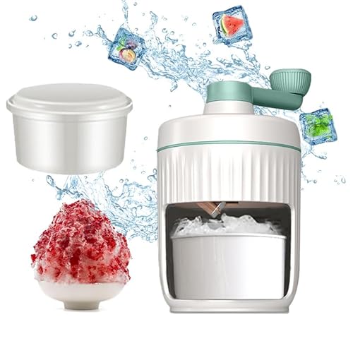 Ellxen Manueller Eiszerkleinerer Crusher Rotary,mit Handkurbel und Eiswürfelschalen,für Bar Küche vereist Trinken zubehö zur Herstellung von Snowcones Eiscreme und Slushy（weiß+grün） von Ellxen