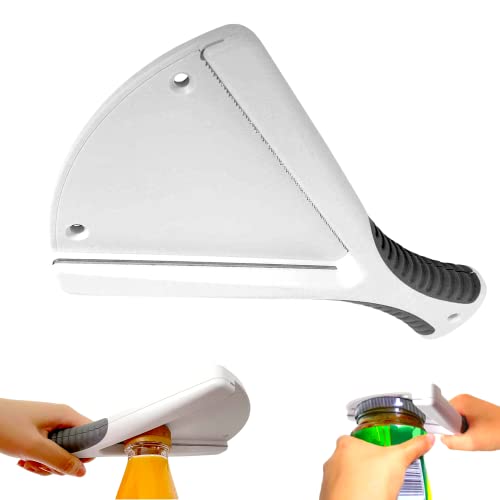 Glasöffner Küchenhelfer, ideal für schwache Hände oder Senioren mit Arthritis, öffnet Deckel und Flaschenverschlüsse aller Größen, inklusive Befestigungsschrauben unter dem Schrank (weiß) von Elm City Direct