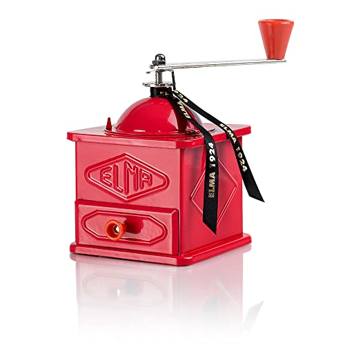 Elma Manuelle Kaffeemühle im Vintage-Stil aus Blech | Teller, dekorativer Gebrauch, 10,5 x 10,5 x 15,5 cm | Retro-Windmühle | Mahlt keinen Kaffee | Entworfen in Spanien | rote Farbe Elma Manuelle Kaffeemühle im Vintage-Stil aus Blech | Teller, dekorativer Gebrauch, 10,5 x 10,5 x 15,5 cm | Retro-Windmühle | Mahlt keinen Kaffee | Entworfen in Spanien | rote Farbe von Elma