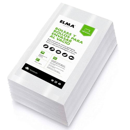 Vakuumbeutel für Lebensmittel | Strukturierte Beutel für Vakuumierer, Mehrschicht-Design, BPA-frei, Hergestellt in Italien | 15 x 25 cm, 100 Stück von Elma