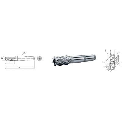 HSS Co5-Schaft-Schlichtfräser mit Morsekegel DIN 845 ø14,0mm kurz HSS Co5-Schaft-Schlichtfräser mit Morsekegel DIN 845 ø14,0mm kurz von Elmag
