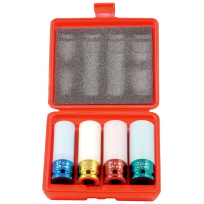 Schlagnuss-Satz 1/2"| lange Version SW 17|19|21|22mm| Anti-Kratz beschichtet von Elmag