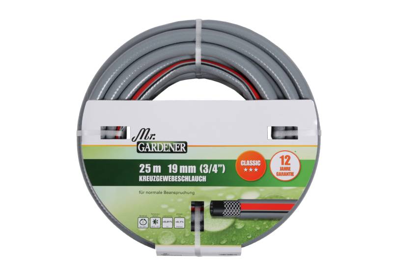 Kreuzgewebe-Gartenschlauch Classic rot/schwarz von Elmar Jung