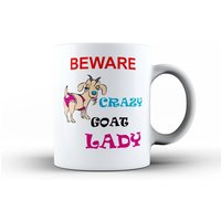 Verrückte Ziege Lady Mug & Coaster Set Mama Gran Schwester Frau Freundin Geburtstag, Lustige Kaffee Tee Becher, Mütter Tag Tier Cup Neuheitgeschenk von Elmfox