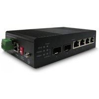 Elmo - Industriell verwalteter PoE-Switch mit erweiterter Reichweite für DIN-Schienenmontage, 4 Gigabit-PoE-Ports + 2 Glasfaser-Uplink-Ports + 1 von Elmo
