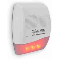 Elmo - Selbstversorgende Außensirene mit 1 Hupe mit orangefarbenem LED-Blinker und blauer Systemstatus-LED von Elmo