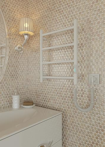 Elna Handtuchheizkörper Elektrisch 45W 51x48 сm – Badheizkörper Weiß mit Timer & Thermostat – IP44 – Wandmontage von Elna-Service