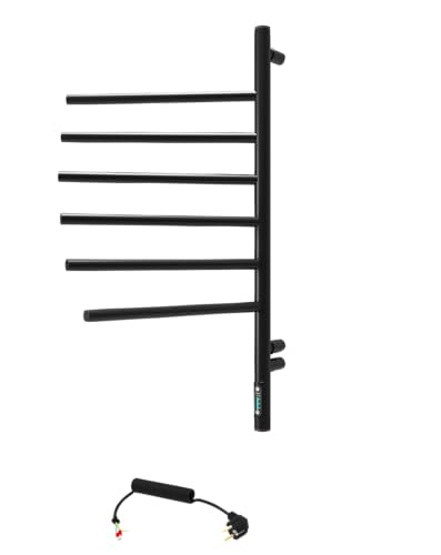Elna Handtuchheizkörper Elektrisch 78W 79x40 cm – Badheizkörper Matt Schwarz mit 6 Schwenkarmen – Thermostat & Timer – IP44 – Wandmontage Elna Handtuchheizkörper Elektrisch 78W 79x40 cm – Badheizkörper Matt Schwarz mit 6 Schwenkarmen – Thermostat & Timer – IP44 – Wandmontage von Elna-Service