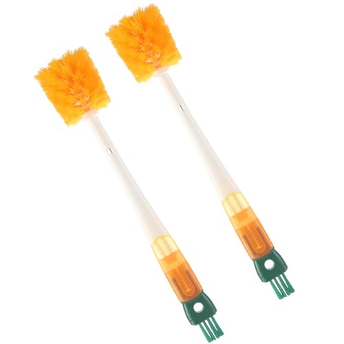 2 Stück MultiSurface Scrubber Brush 5-in-1 Langer Griff Geschirrbecher Reinigungsbürste für Glas High Neck Flasche Fütterung Flaschen Home Cleaning Zubehör von Elnwnnkc