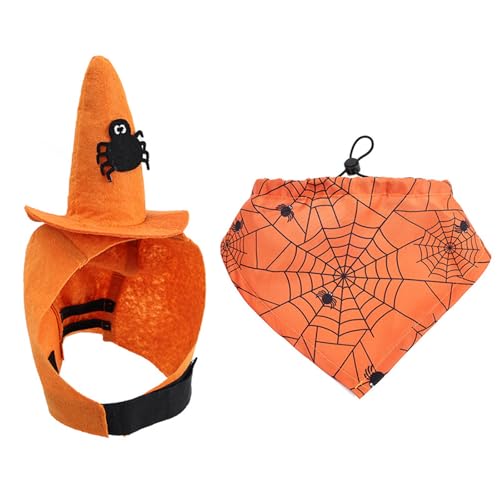 Hunde-Hexenhut mit Bandanas-Set, Halloween-Thema, Schal, Kopfbedeckung für Cosplay-Partys, Verkleidungen, Fotozubehör, Partyhut, Schal, Set Hunde-Hexenhut mit Bandanas-Set, Halloween-Thema, Schal, Kopfbedeckung für Cosplay-Partys, Verkleidungen, Fotozubehör, Partyhut, Schal, Set von Elnwnnkc