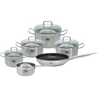 Elo Basic Topf-Set "Basic Profi Duo Therm Topfset 6-teilig" Edelstahl Set, 10 Stk. tlg. Volumenskala, integriertes Öl-Dosiersystem Elo Basic Topf-Set "Basic Profi Duo Therm Topfset 6-teilig" Edelstahl Set, 10 Stk. tlg. Volumenskala, integriertes Öl-Dosiersystem von Elo Basic