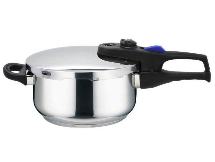 Elo Schnellkochtopf PRAKTIKA PLUS, Ø 22 cm, 4 Liter, mit Deckel, Edelstahl 18/10, mit Überdrucksicherung, Druckablassventil, grau von Elo