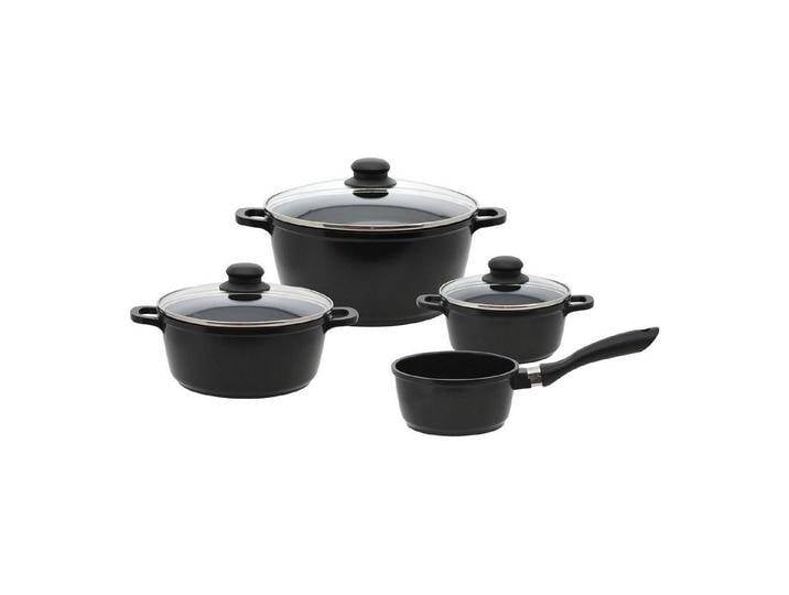 Elo Topf-Set BLACK CAST, Silikon-Polyester Beschichtung Innen, Aluminiumguss (4-tlg), Antihaftversiegelung, schwarz von Elo