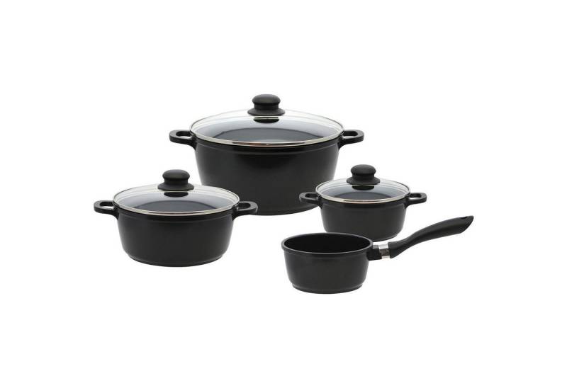 Elo Topf-Set BLACK CAST, Silikon-Polyester Beschichtung Innen, Aluminiumguss (4-tlg), Antihaftversiegelung von Elo
