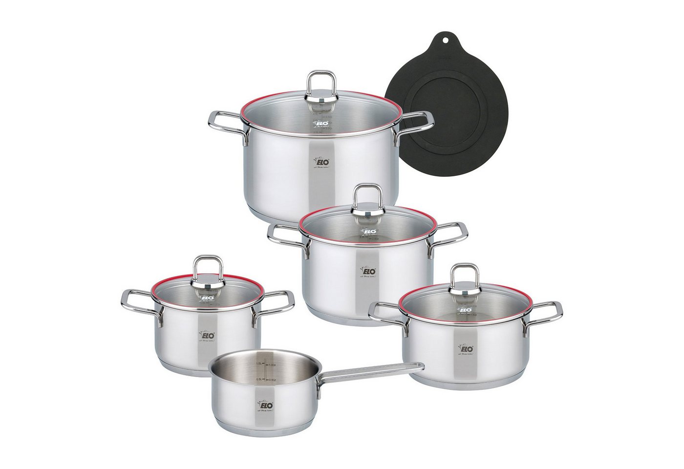 Elo Topf-Set Edelstahl, Kochgeschirr-Set, Premium Töpfe mit Glasdeckel von Elo