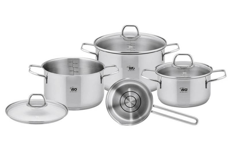 Elo Topf-Set Topfset Twice, Edelstahl 18/10 (Set), Induktion, mit Glasdeckel, backofenfest, spülmaschinengeeignet von Elo