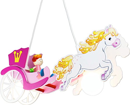 Elobra Kinderlampe Deckenleuchte Pferdekutsche Prinzessin, Kinderzimmer, Holz, rosa, A++, 44 x 18 x 12 cm von Elobra