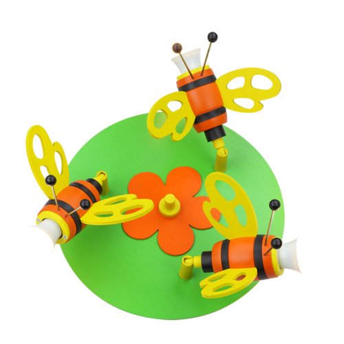 Elobra Deckenlampe Hummel, Biene, Schmetterling, Kinderzimmer Wandlampe Kinderlampe, Rondell mit 3 schwenkbaren Spots, orange, Mädchen und Jungen, mit E14 Fassung von Elobra