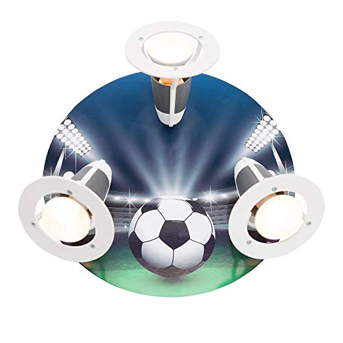 Elobra Deckenlampe Kinderzimmer "Fußball" | Hochwertige Wandlampe Kinderzimmer für Jungen aus Holz - mit Fußball Motiv, 30 x 30 x 20 cm - Handarbeit aus dem Erzgebirge, Silber von Elobra