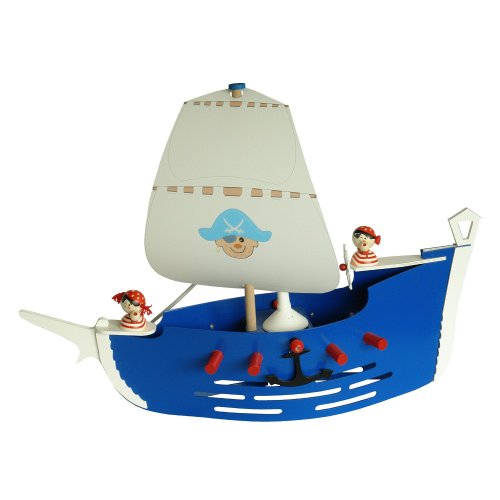 Elobra Deckenlampe Piratenschiff Kinderzimmer Pendellampe Kinderlampe, blau mit Segeln, Piraten und E27 Fassung für Jungen von Elobra