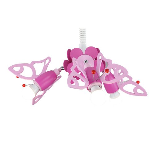 Elobra Deckenlampe Schmetterling Schmetterlinge Kinderzimmer Pendellampe Kinderlampe mit E14 Fassung für Kinder, Rosa von Elobra