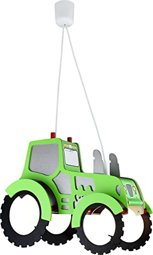 Elobra Deckenlampe Traktorlampe Traktor für Jungen Kinderzimmer Pendellampe Kinderlampe mit E27 Fassung, Grün, LED von Elobra