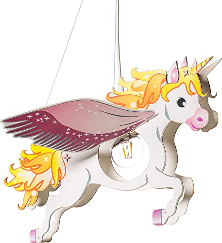 Elobra Einhorn Kinderzimmer Lampe Pendelleuchte PEGASUS rosa/weiß 1-flammig 135464 von Elobra