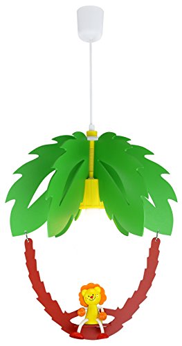 Elobra Kinderlampe Deckenleuchte Palme mit Löwe, Kinderzimmer Holz, grün/braun, A++ von Elobra