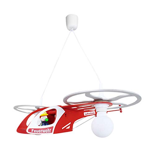 Elobra Pendelleuchte Feuerwehr Helikopter, 2 flammig ELO-128145 Rot und Weiss von Elobra