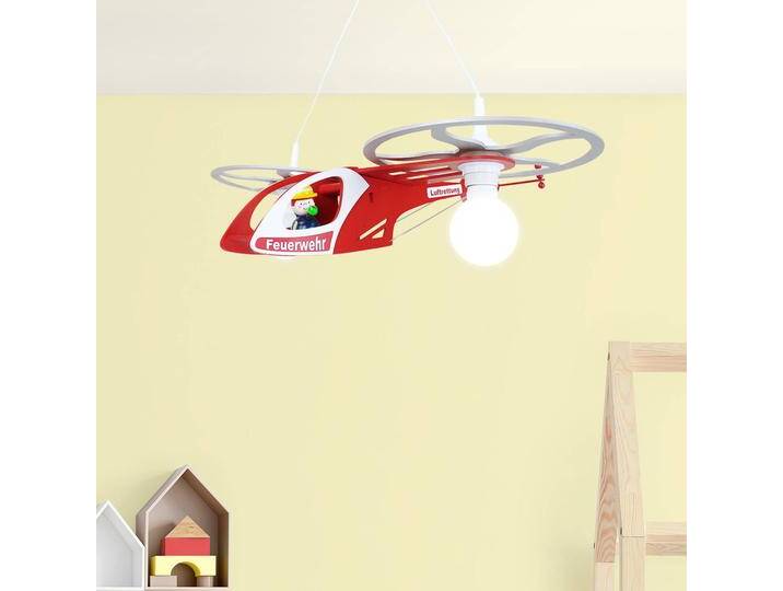 Elobra Hängelampe Fred, dimmbar, rot, für Kinderzimmer, Holz, Pendelleuchte von Elobra