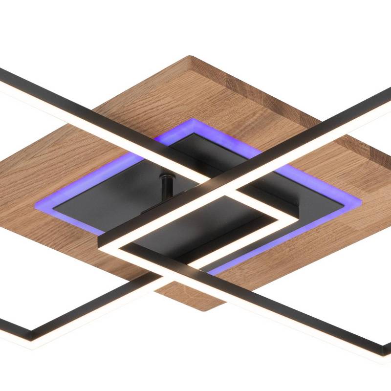 LED-Deckenleuchte Panama M Plus, eiche/schwarz, Länge 61 cm von Elobra