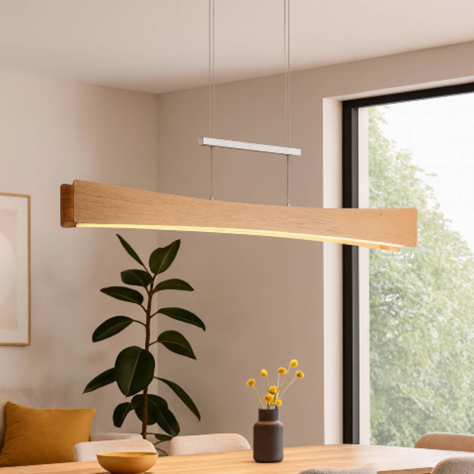 LED-Hängeleuchte Peru, eiche/nickel, Länge 116 cm LED-Hängeleuchte Peru, eiche/nickel, Länge 116 cm von Elobra