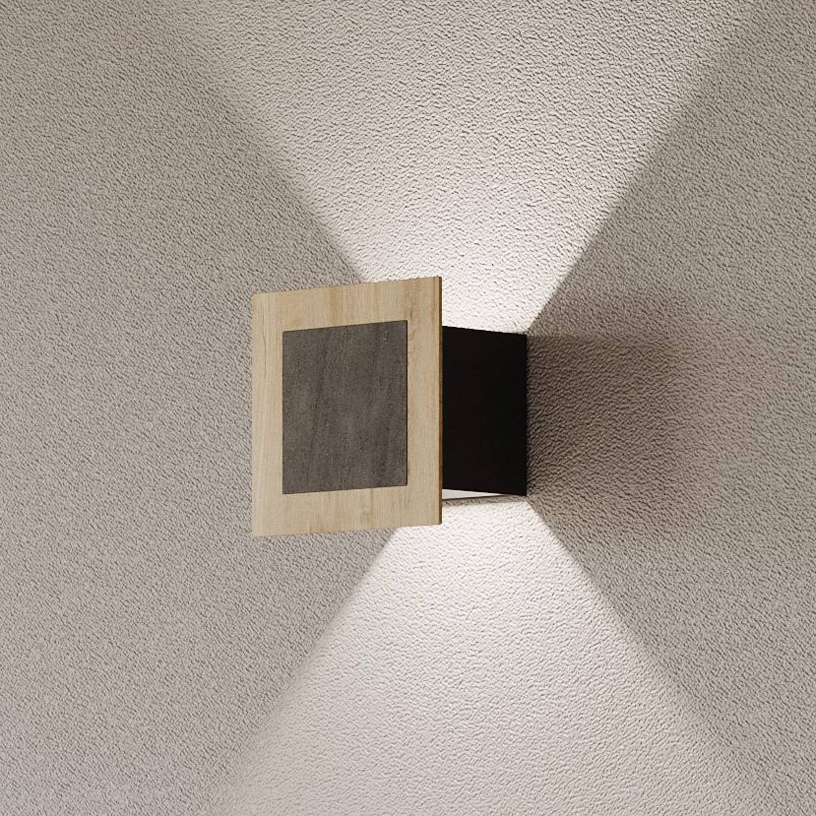 LED-Wandleuchte Chile S, eiche/granit, Höhe 15 cm, dimmbar von Elobra