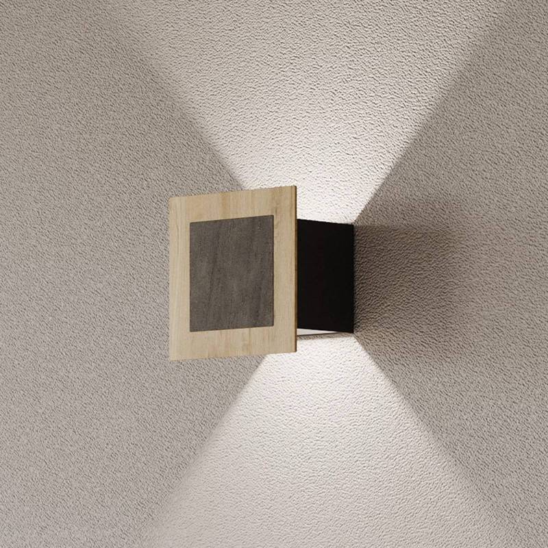 LED-Wandleuchte Chile S, eiche/granit, Höhe 15 cm, dimmbar von Elobra